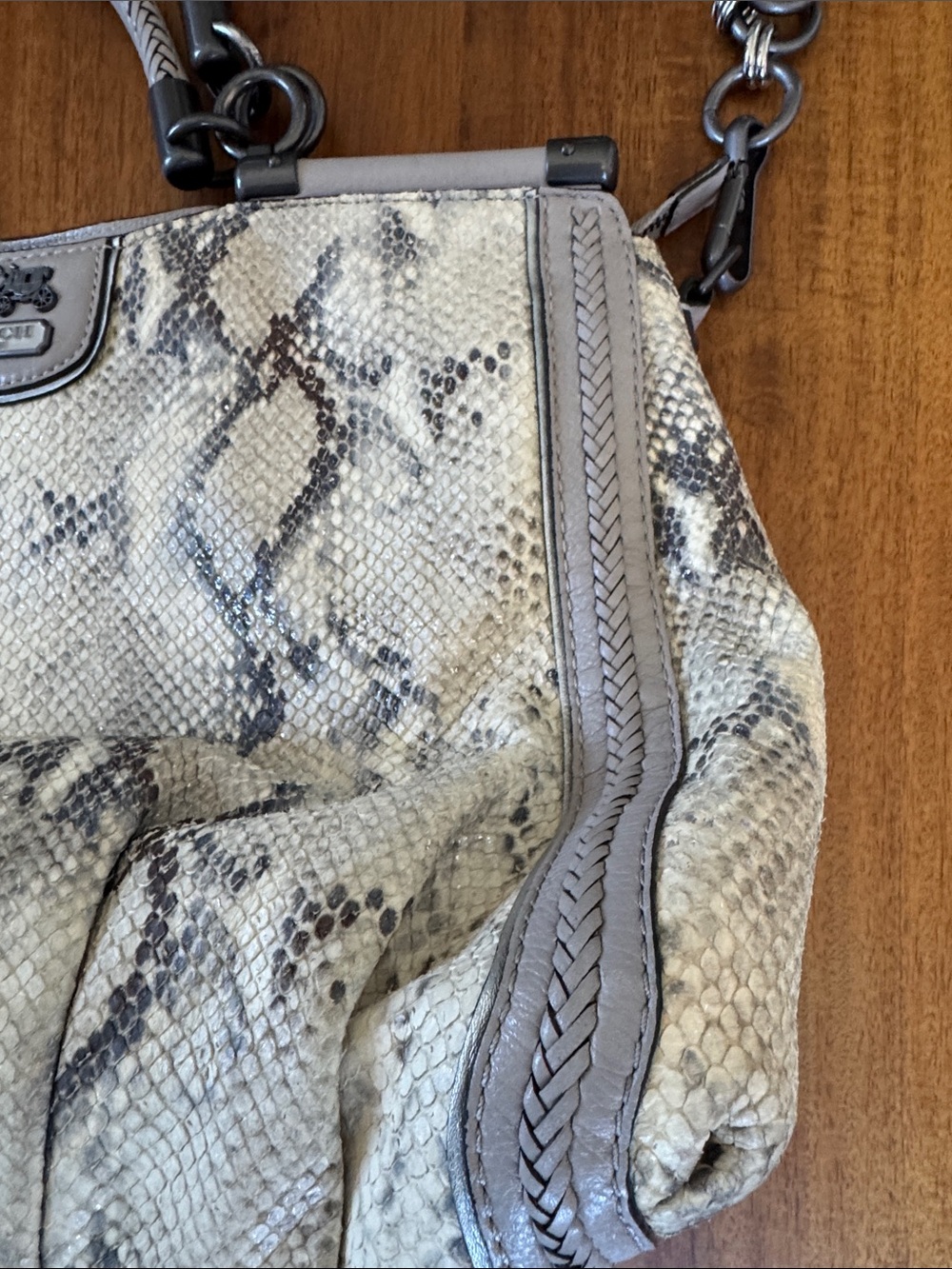 Coach Madison Pinnacle Satchel Python Embossed Leather Bag - Picture 10 of 11